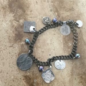 BRAND NEW Chan Luu 7” Adjustable Peacock Silver Coin Mix Bracelet